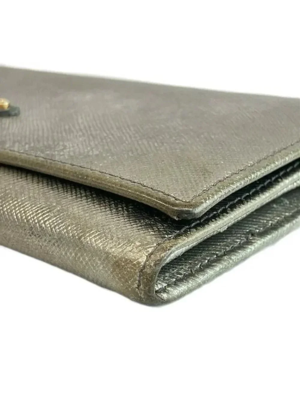 Prada Wallet Bifold Saffiano Leather Gray